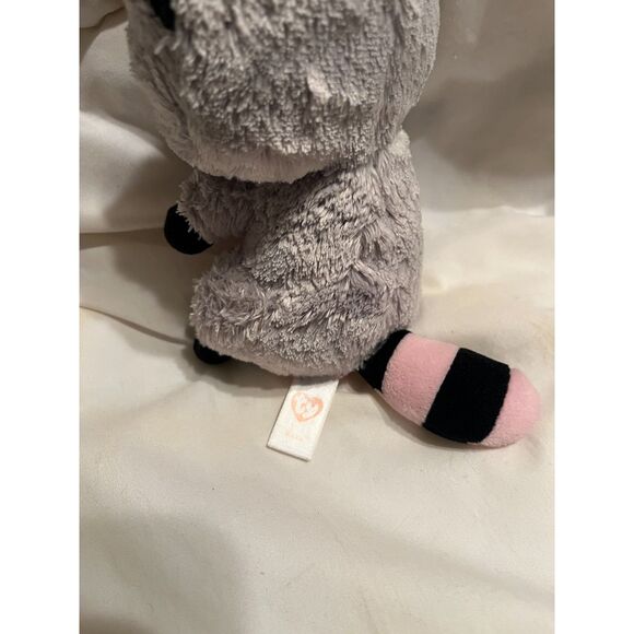 Ty Raccoon Plush – Pink Belly & Glitter Eyes, Striped Tail, Small Stuffed Anima - Picture 2 of 2